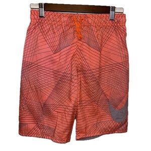 Nike Men's Swim Shorts Geometric Print Orange Size S EUC